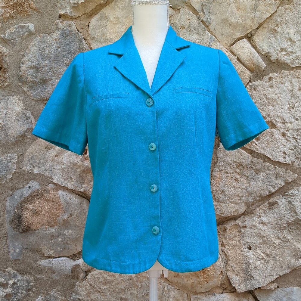 Vintage Short-Sleeved Semi-Formal Jacket Turquoise